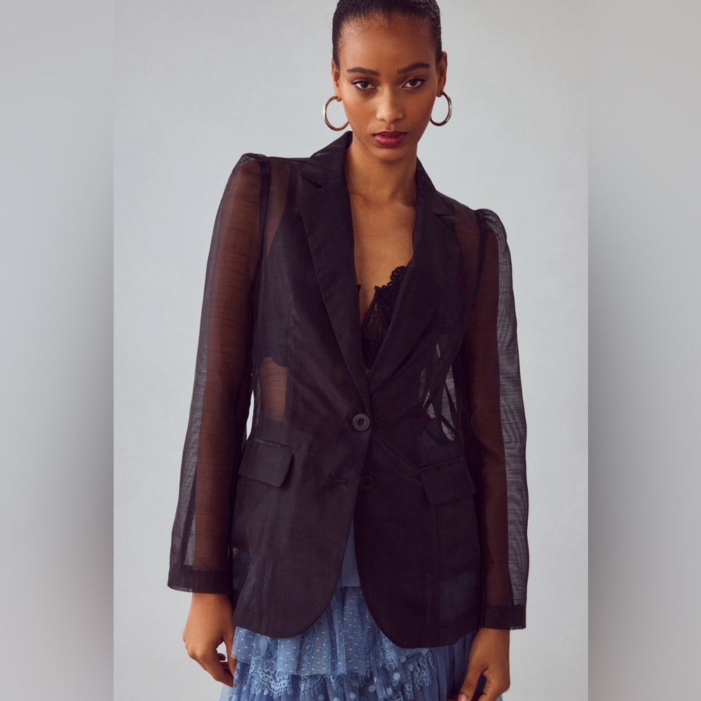Anthro Sheer Black Women's Blazer